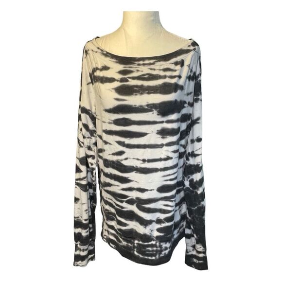 Nike Dri-FIT Crew Training Sweatshirt Black White Fleece Tie Dye Print Long Slee - Picture 1 of 8